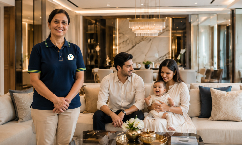 Live-in nanny supporting a family at home